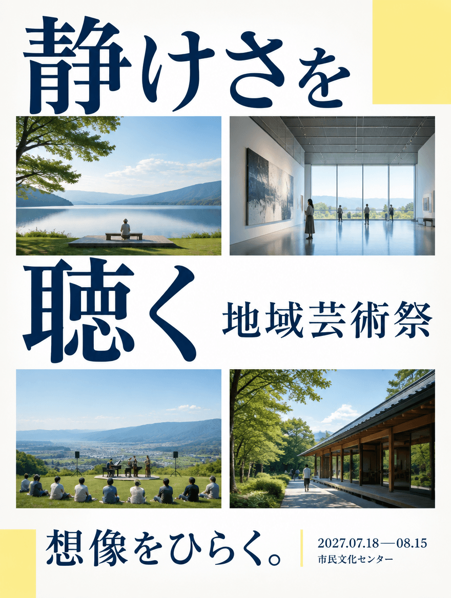ポスター CLEAN 050 — 静けさを聴く地域芸術祭